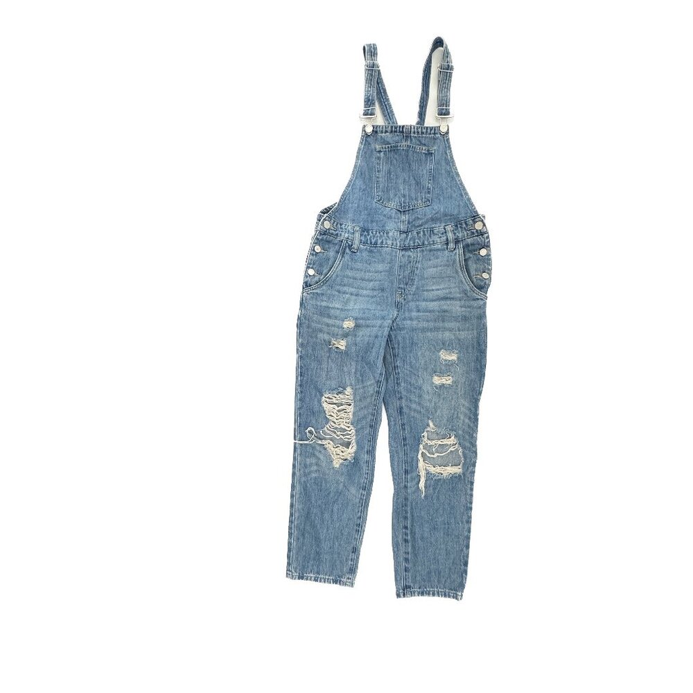 Blank NYC Overalls Distressed Women's size‎ 25 Medium Wash Blue Denim Jeans